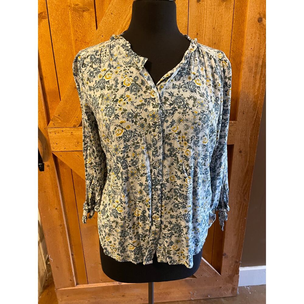 Loft Women's Size Small Floral Button Up Top GUC